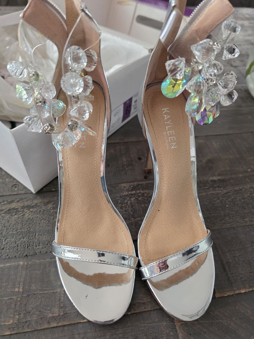 Silver Crystal-Embellished Women's Heels